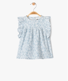 GEMO Blouse sans manches amples et fleuri à volants bébé fille bleu standard