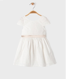 GEMO Robe de cérémonie brodée avec ceinture en satin bébé fille Blanc