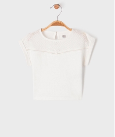GEMO Tee-shirt manches courtes avec haut brodé bébé fille Blanc