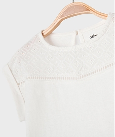tee-shirt manches courtes avec haut brode bebe fille blancG718301_2