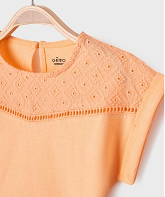 tee-shirt manches courtes avec haut brode bebe fille orangeG718401_2