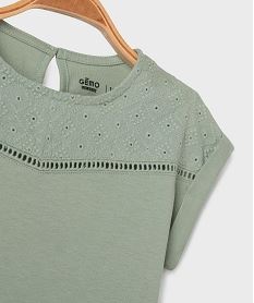 tee-shirt manches courtes avec haut brode bebe fille kaki standardG718501_2