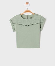 tee-shirt manches courtes avec haut brode bebe fille kaki standardG718501_4
