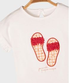 tee-shirt manches courtes avec motif et volants bebe fille beigeG718701_2