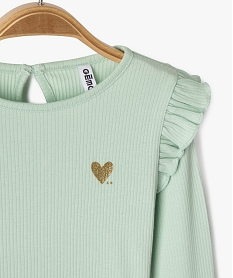 tee-shirt manches longues avec volants sur les epaules bebe fille vert standardG719401_2