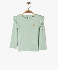 tee-shirt manches longues avec volants sur les epaules bebe fille vert standardG719401_4