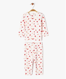 GEMO Pyjama en velours 2 pièces motifs cœurs bébé fille Beige