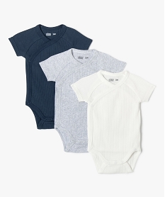 GEMO Body manches courtes ouverture devant à côtes bébé (lot de 3) Multicolore