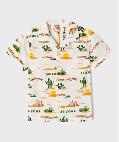 GEMO Chemise manches courtes à motif désert garçon blanc standard