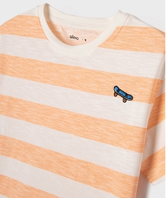 tee-shirt manches courtes a larges rayures garcon orange tee-shirtsG725601_2
