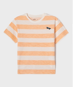 tee-shirt manches courtes a larges rayures garcon orange tee-shirtsG725601_4