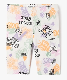 GEMO Legging court imprimé à taille élastiquée fille blanc chine