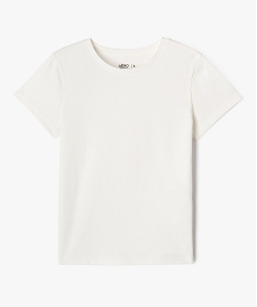 GEMO Tee-shirt manches courtes et col rond fille blanc chine