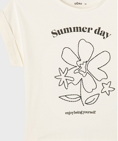 tee-shirt manches courtes oversize a motif brode fille blanc chine tee-shirtsG730001_2