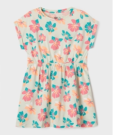 GEMO Robe à manches courtes imprimée en coton fille Vert