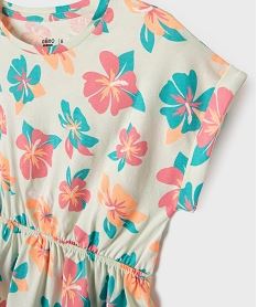 robe a manches courtes imprimee en coton fille vertG730501_2