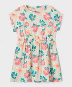robe a manches courtes imprimee en coton fille vertG730501_4