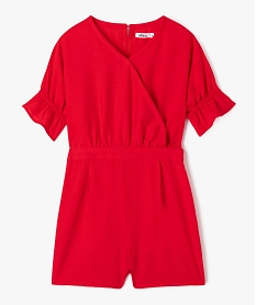 GEMO Combishort en toile fluide avec épaules dénudées fille rouge standard