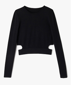 GEMO Tee-shirt manches longues en maille côtelée fille noir standard