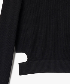 tee-shirt manches longues en maille cotelee fille noir standard tee-shirtsG731301_2