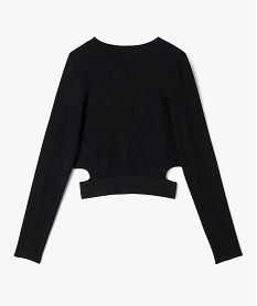 tee-shirt manches longues en maille cotelee fille noir standard tee-shirtsG731301_3