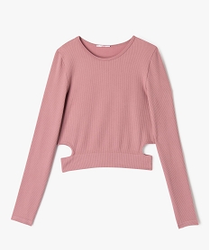 GEMO Tee-shirt manches longues en maille côtelée fille Violet