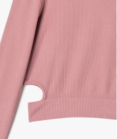 tee-shirt manches longues en maille cotelee fille violet tee-shirtsG731401_2
