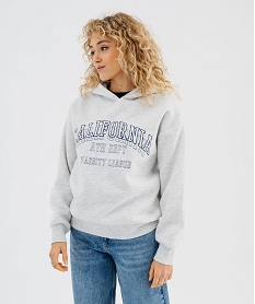 sweat a capuche oversize avec inscription california femme gris sweatsG731701_2