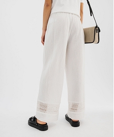 pantalon large en gaze de coton et dentelle ajouree femme blanc chine pantalonsG731801_3