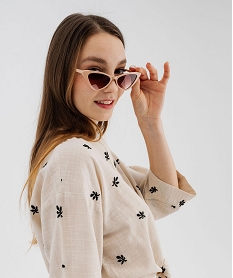 blouse manches courtes brodee a nouer femme blanc chine blousesG733001_2