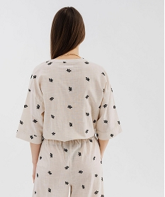 blouse manches courtes brodee a nouer femme blanc chine blousesG733001_3