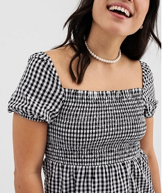 robe a manches courtes et buste smocke femme imprimeG733101_2