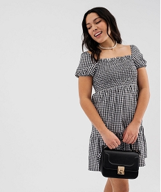 robe a manches courtes et buste smocke femme imprimeG733101_4