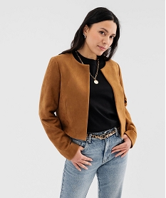 GEMO Veste courte en suédine femme marron vif