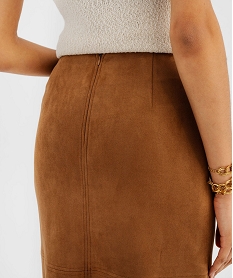 jupe longue droite en suedine extensible femme marron vifG733501_2