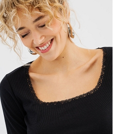 tee-shirt court a manches longues a col carre femme noir standard t-shirts manches longuesG733601_2