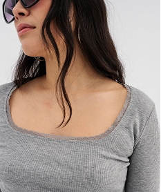 tee-shirt court a manches longues a col carre femme gris t-shirts manches longuesG733701_2