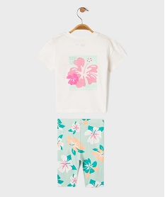 ensemble 2 pieces bebe fille tee-shirt et legging blancG733901_3