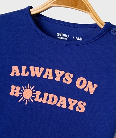 ensemble 2 pieces bebe fille tee-shirt et short bleu standardG734101_2