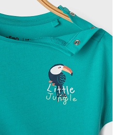 tee-shirt manches courtes loose a franges et motif devant et dos bebe fille bleu standardG734401_2