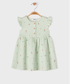 GEMO Robe en maille gaufrée à motifs fleuris bébé fille Vert