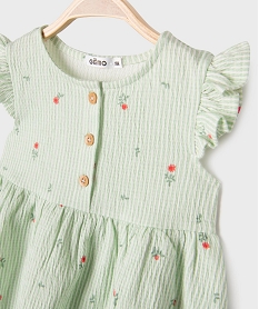 robe en maille gaufree a motifs fleuris bebe fille vert robesG734901_2