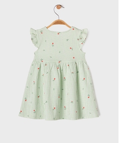 robe en maille gaufree a motifs fleuris bebe fille vert robesG734901_3