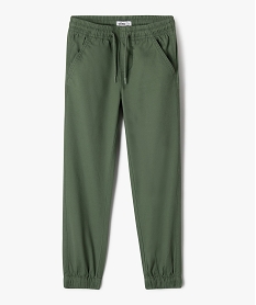 pantalon jogger en twill de coton taille elastique garcon kaki standard pantalonsG735101_4