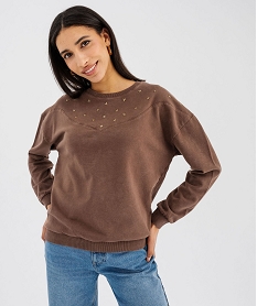 sweat loose delave a clous etoiles femme marron standard sweatsG735701_2