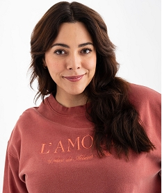 sweat brode coupe loose coloris unique femme grande taille rouge standard sweatsG736901_2