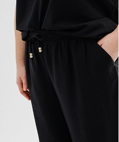 pantalon large et fluide en matiere froissee et soyeuse femme grande taille noir standard pantalonsG737701_2