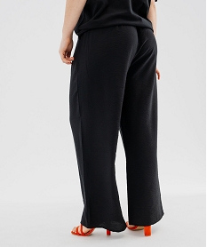 pantalon large et fluide en matiere froissee et soyeuse femme grande taille noir standard pantalonsG737701_3
