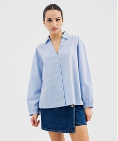 chemise large manches longues rayee femme - lulucastagnette bleu chemisiersG738901_2