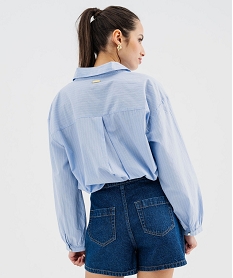 chemise large manches longues rayee femme - lulucastagnette bleu chemisiersG738901_3
